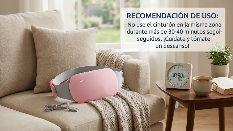 Cinturón para Cólicos: ¿Funciona? 10 Recomendación de uso del cinturón para cólicos no más de 30 a 40 minutos seguidos en la misma zona