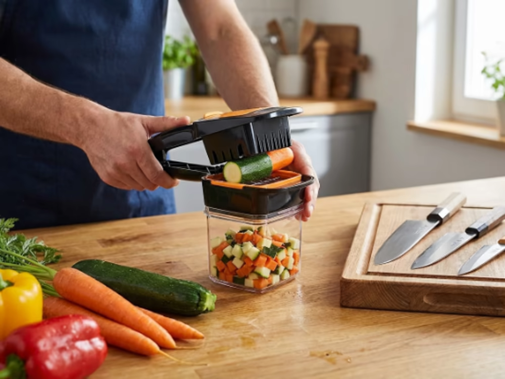 Cortar verduras: ¿Cómo hacerlo rápido y fácil? 1 Imagen comparativa que enseña a cortar verduras con menos desorden en la cocina