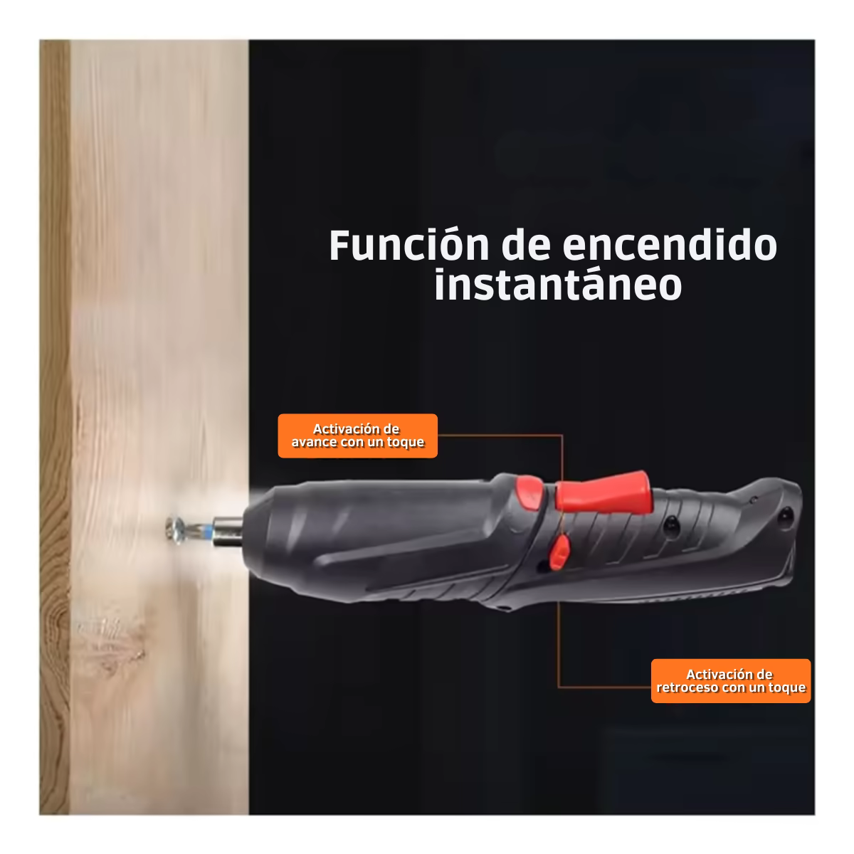 Destornillador Eléctrico 47 Pzs Recargable 1300 mAh 4 Destornillador eléctrico con mango giratorio 90-180 grados en uso en taller