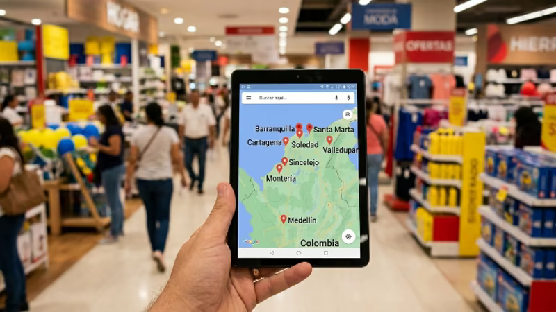 El Gigante del Hogar: todo lo que necesitas conocer y más. 2 Mapa con la ubicación de las sedes del Gigante del Hogar en Colombia por ciudad" caption="El Gigante del Hogar concentra sus tiendas físicas en la Costa Caribe y Medellín.