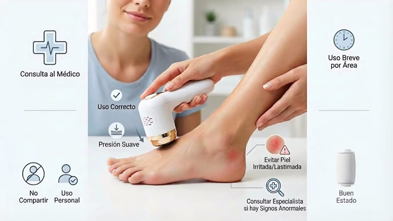 Como Usar el Quita Callos: Guia Practica para Eliminar Callos en Casa. 7 Instrucciones de uso seguro del quita callos eléctrico: presión suave, uso personal y consulta médica recomendada