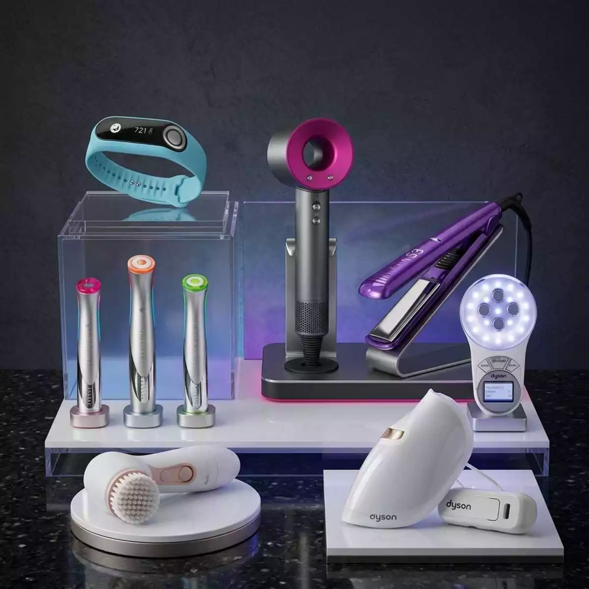 Muestra de productos para el cuidado personal  en el slider